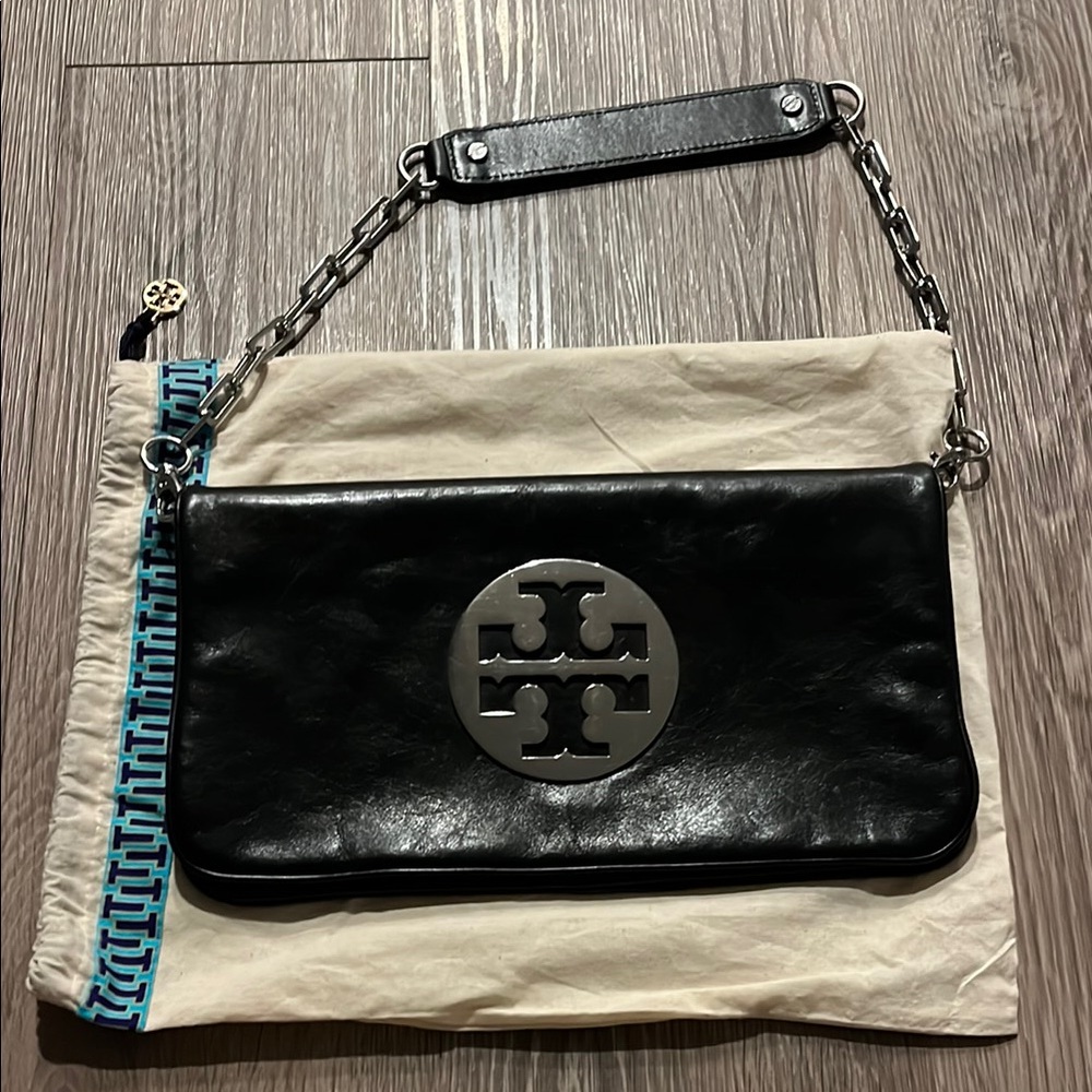 Tory Burch Black Clutch with Chain Strap